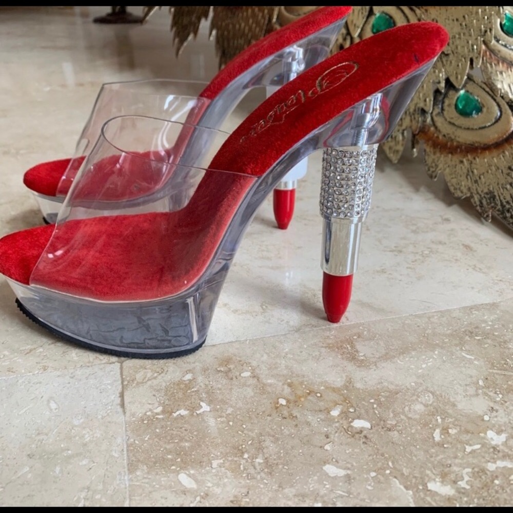 Pleaser Red Lipstick Heels